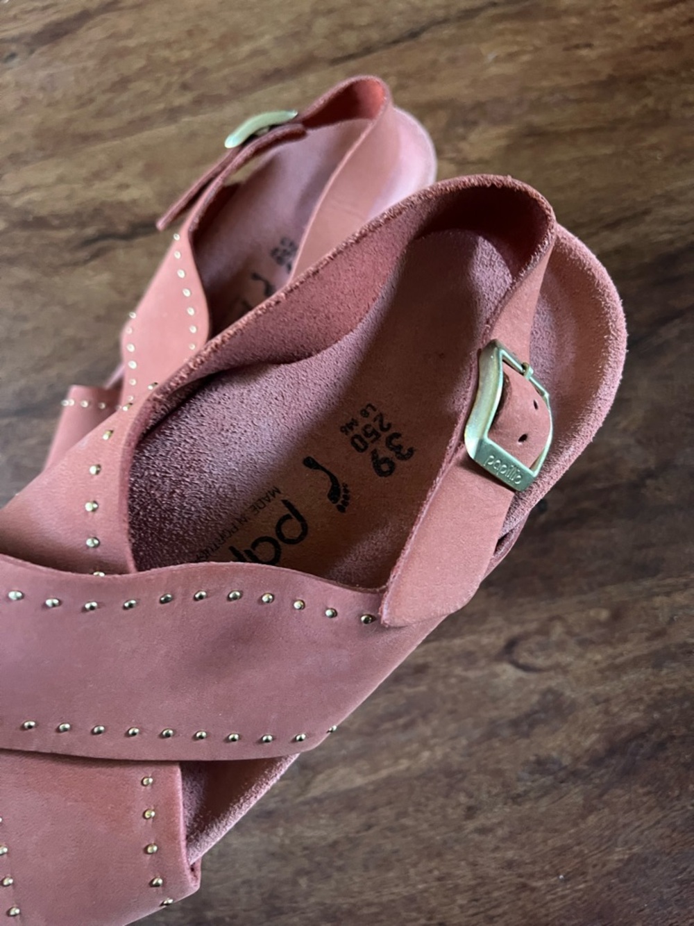 Birkenstock Papillio 39 US 8 Samira Rivets Earth Red Nubuck Wedge Sandals - Picture 6 of 10